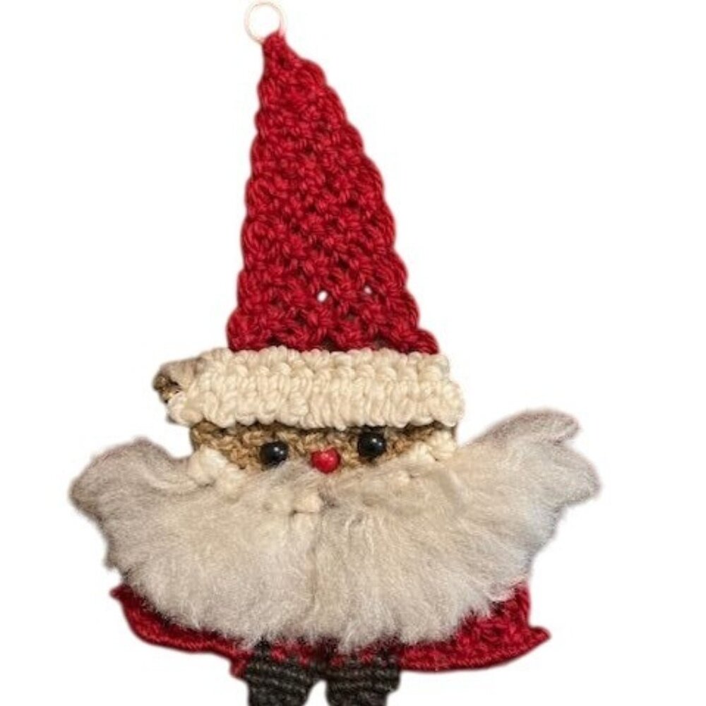 Vintage Handmade Macrame Santa Claus Ornament rustic christmas‎ decor